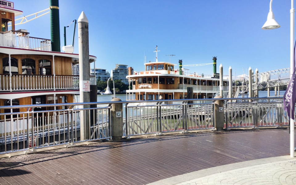 Departing Eagle Street Pier, Brisbane High Tea Cruise